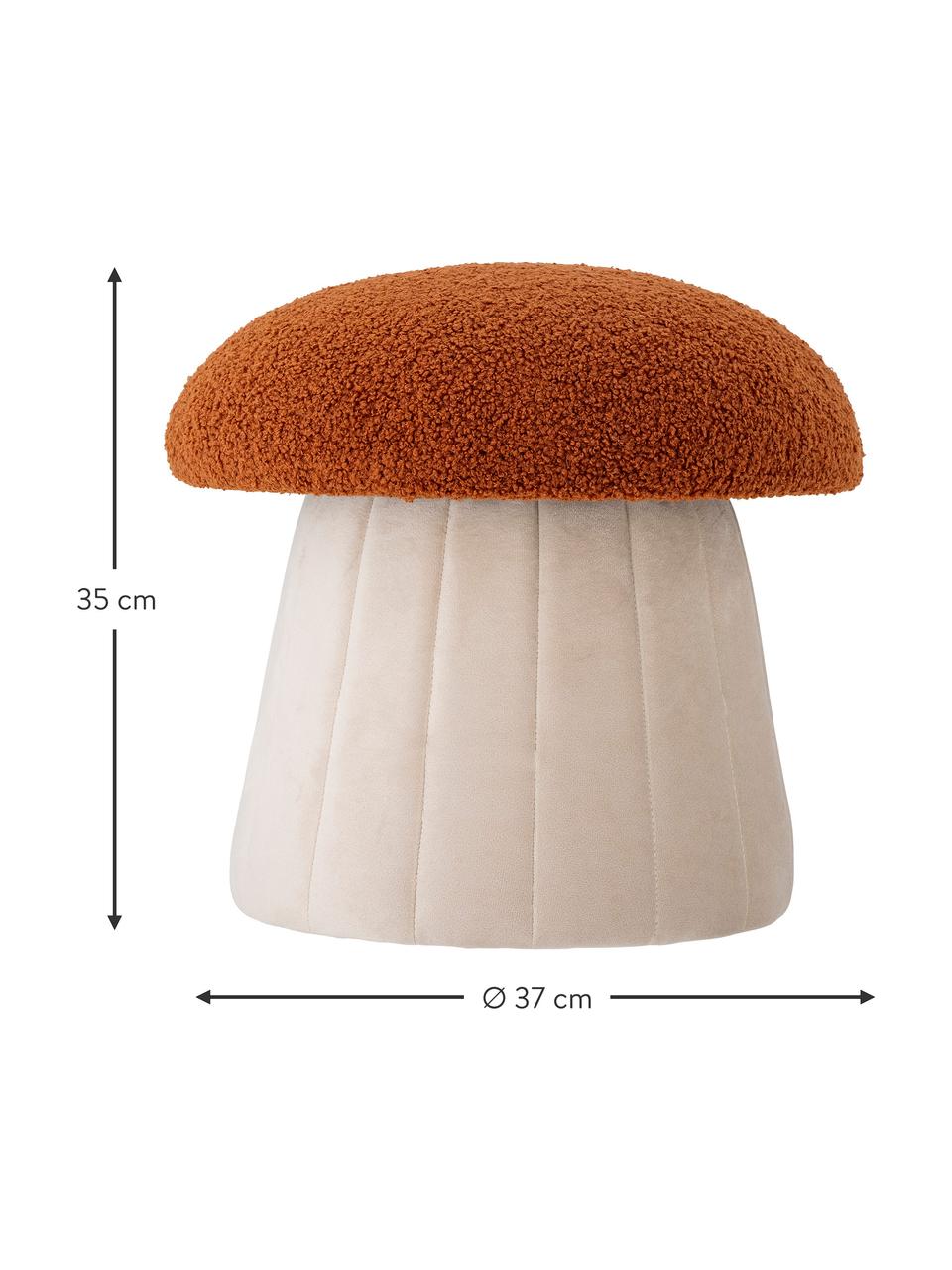 Pouf enfant Bertil, Tissu rouge rouille, blanc cassé, Ø 37 x haut. 35 cm