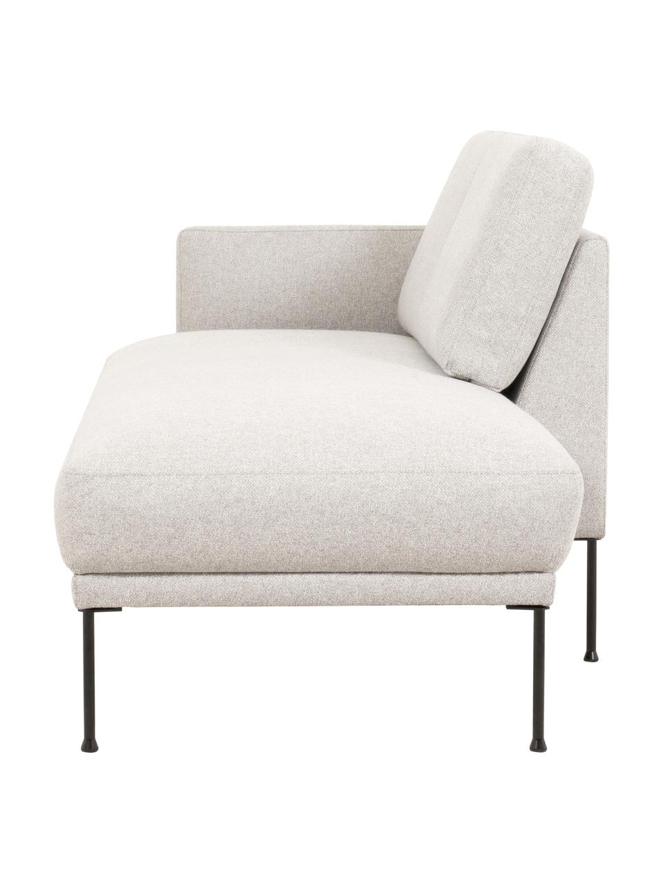 Chaise longue Fluente, Rivestimento: 80% poliestere, 20% ramiè, Struttura: legno di pino massiccio, , Piedini: metallo verniciato a polv, Tessuto beige chiaro, Larg. 202 x Prof. 85 cm, schienale a sinistra