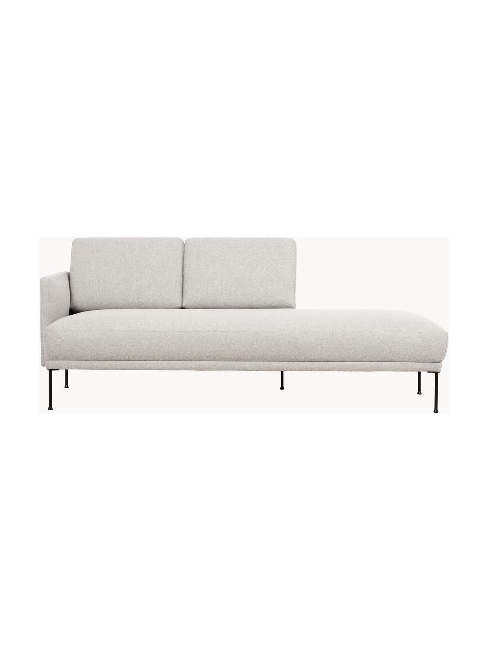 Chaise longue Fluente, Rivestimento: 80% poliestere, 20% ramiè, Struttura: legno di pino massiccio, , Piedini: metallo verniciato a polv, Tessuto beige chiaro, Larg. 202 x Prof. 85 cm, schienale a sinistra