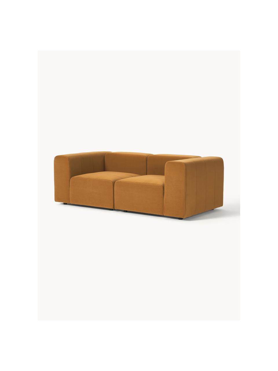 Sofá modular de terciopelo Lena (3 plazas), Tapizado: terciopelo (100% poliéste, Estructura: madera de pino, contracha, Patas: plástico., Terciopelo ocre, An 209 x F 106 cm