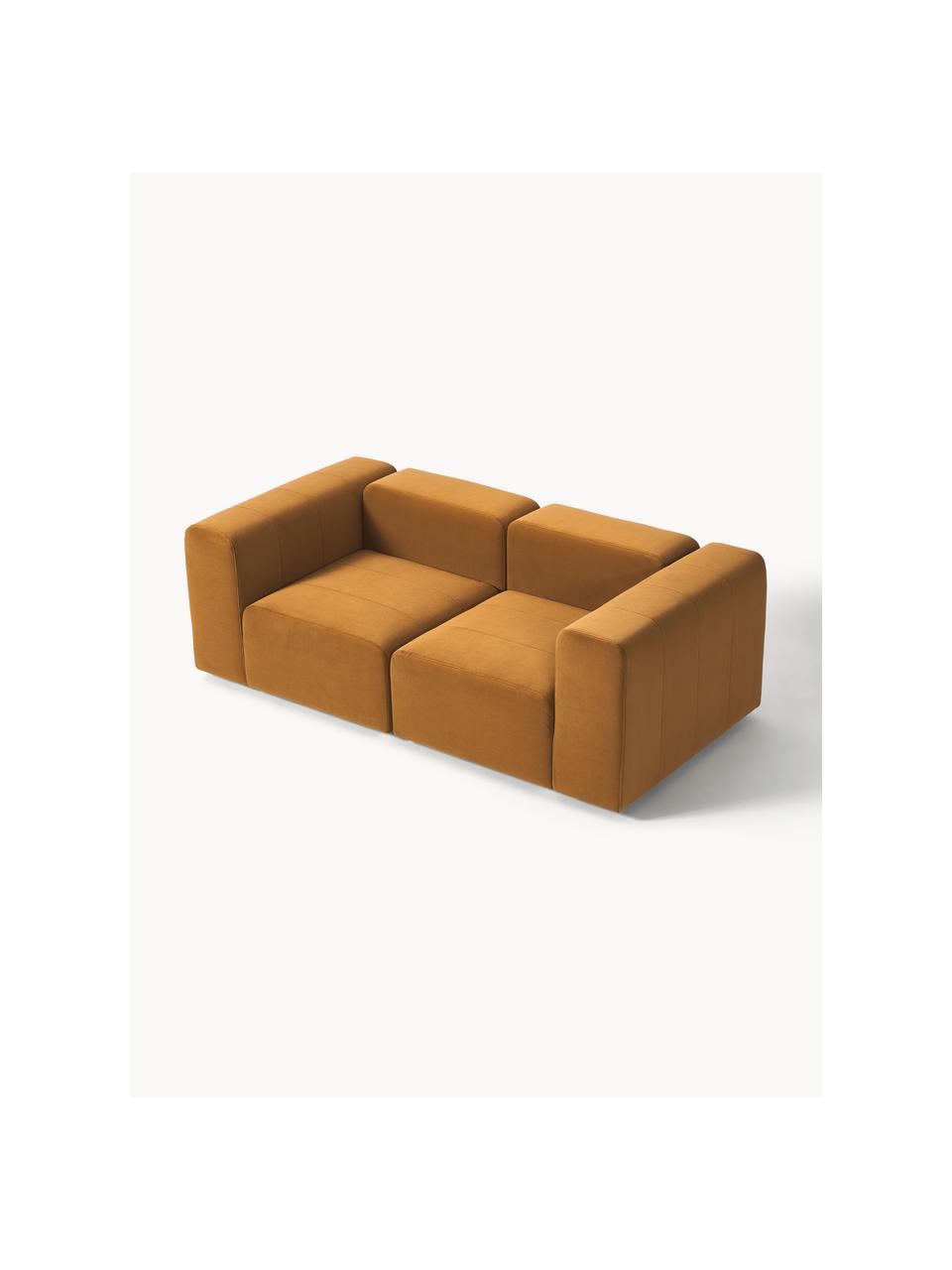 Sofá modular de terciopelo Lena (3 plazas), Tapizado: terciopelo (100% poliéste, Estructura: madera de pino, contracha, Patas: plástico., Terciopelo ocre, An 209 x F 106 cm