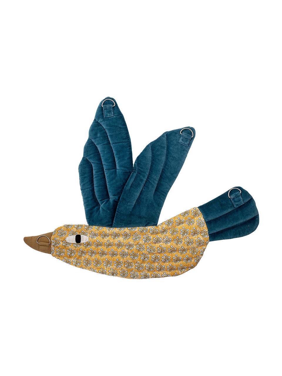 Wandobjekt Blue Bird, Bezug: Baumwolle, Gelb, Blau, Braun, Weiss, 62 x 52 cm