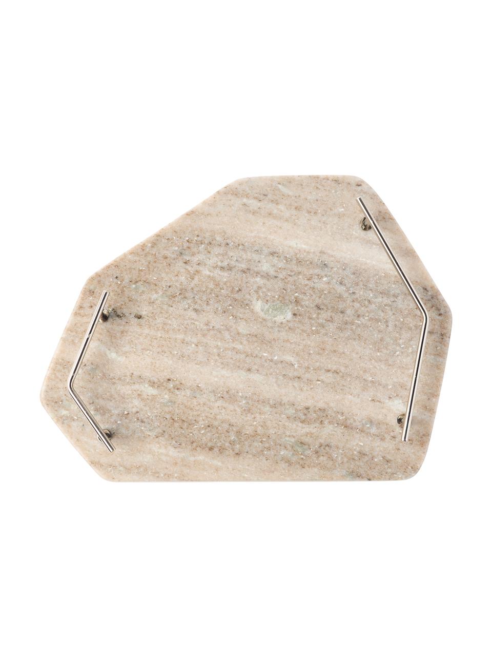 Marmor-Servierplatte Han in Braun, Tablett: Marmor, Griffe: Metall, Braun, B 27 x L 38 cm