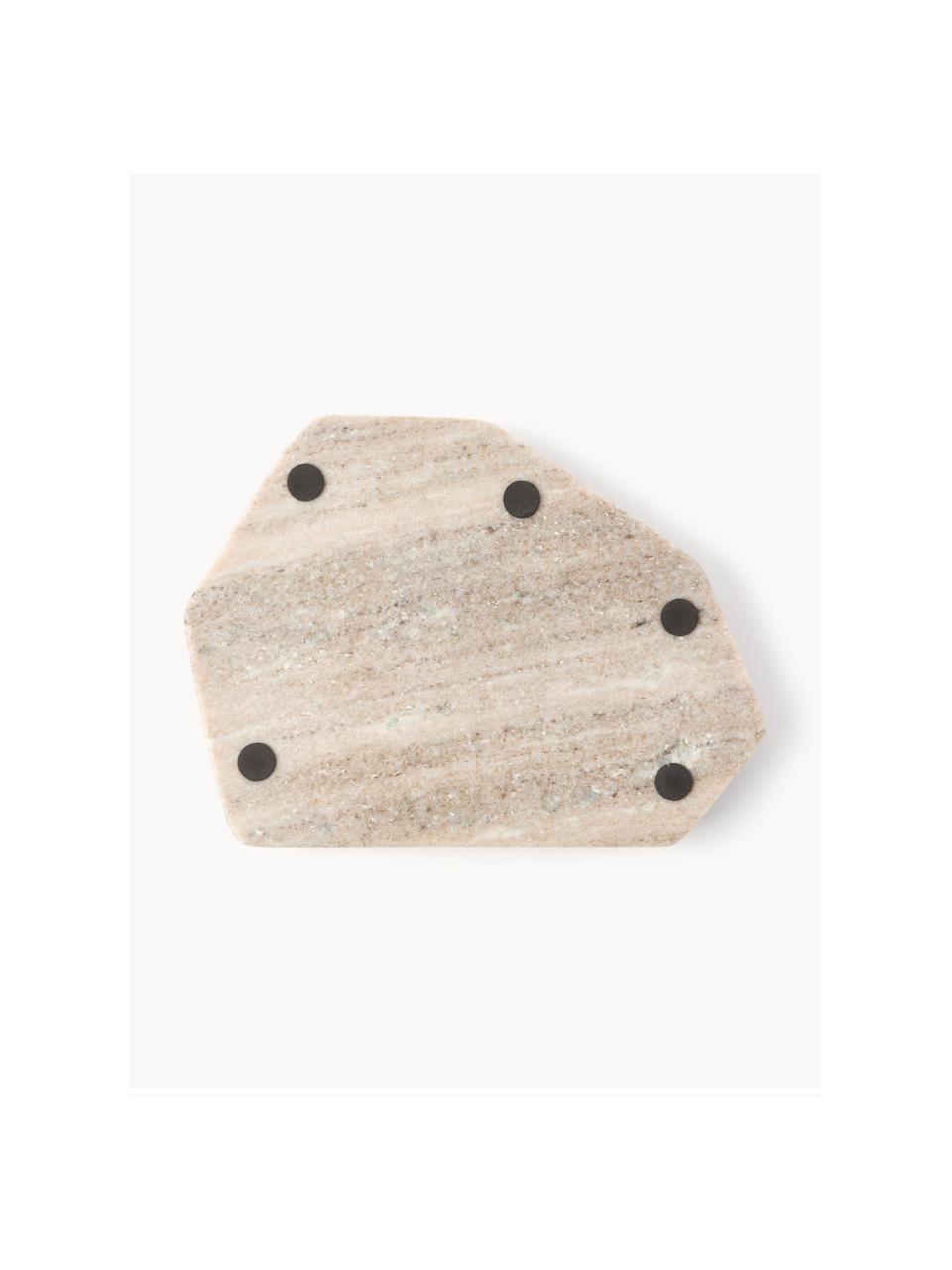 Marmor-Servierplatte Han, Tablett: Marmor, Griffe: Metall, Beige, marmoriert, B 29 x T 24 cm