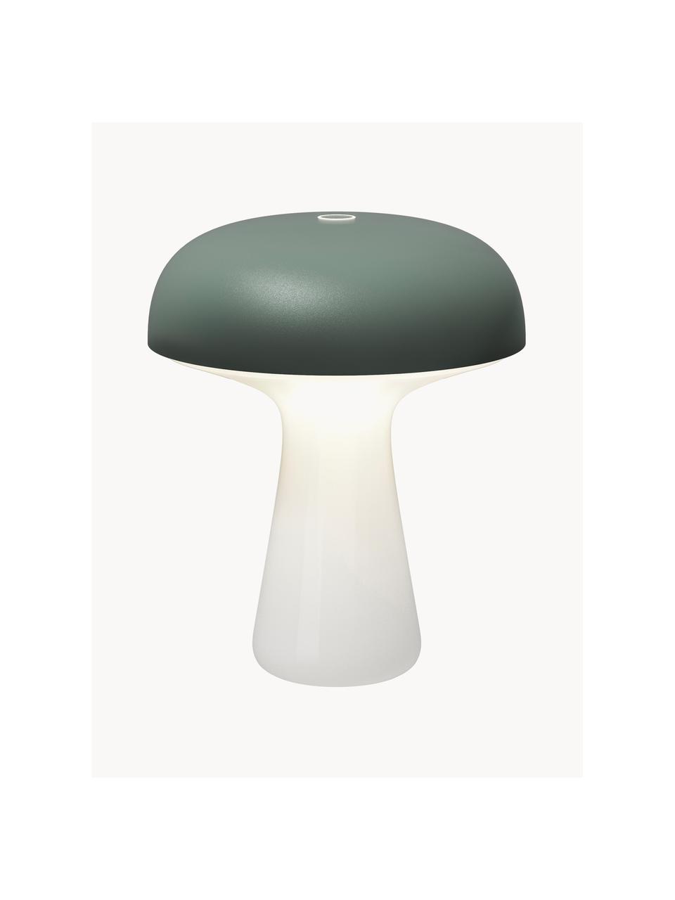 Lampada piccola da esterno portatile a LED con luce regolabile My T, Struttura: vetro, Paralume: alluminio rivestito, Verde salvia, bianco, Ø 20 x Alt. 25 cm