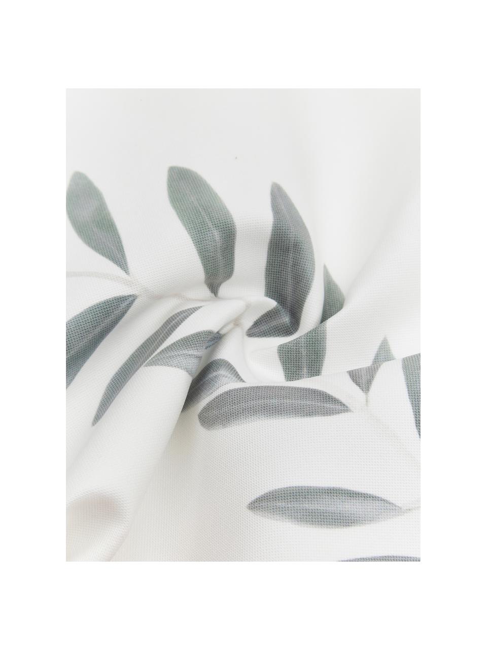 Housse de coussin imprimé branche d'olivier Botanical, Blanc, vert