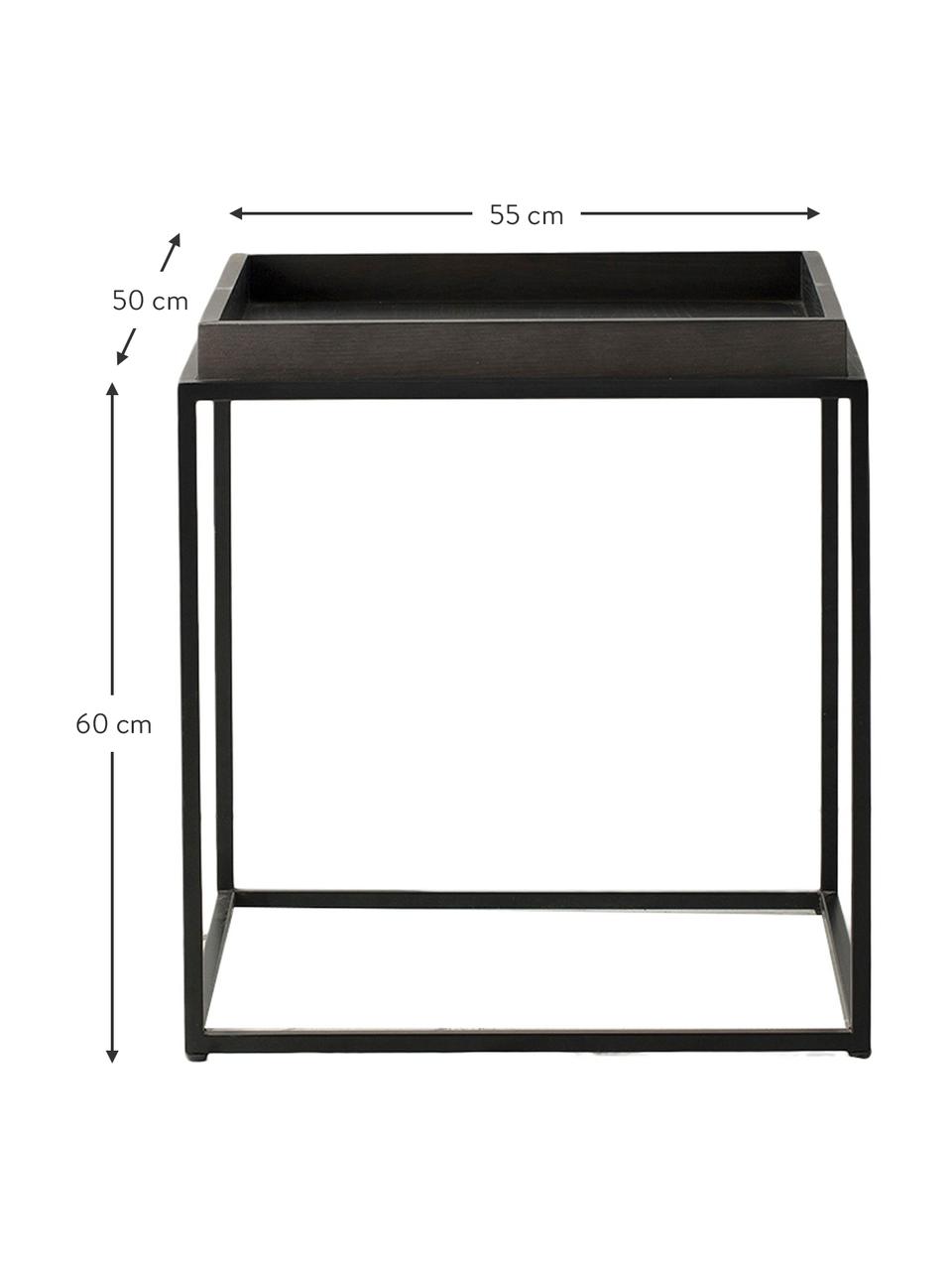 Beistelltisch Forden aus Holz und Metall in Schwarz, Tischplatte: Mitteldichte Holzfaserpla, Gestell: Metall, lackiert, Schwarz, 55 x 60 cm