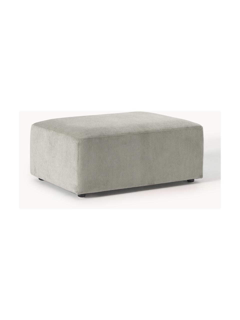Pouf en velours côtelé Melva, Velours côtelé gris, larg. 99 x prof. 72 cm