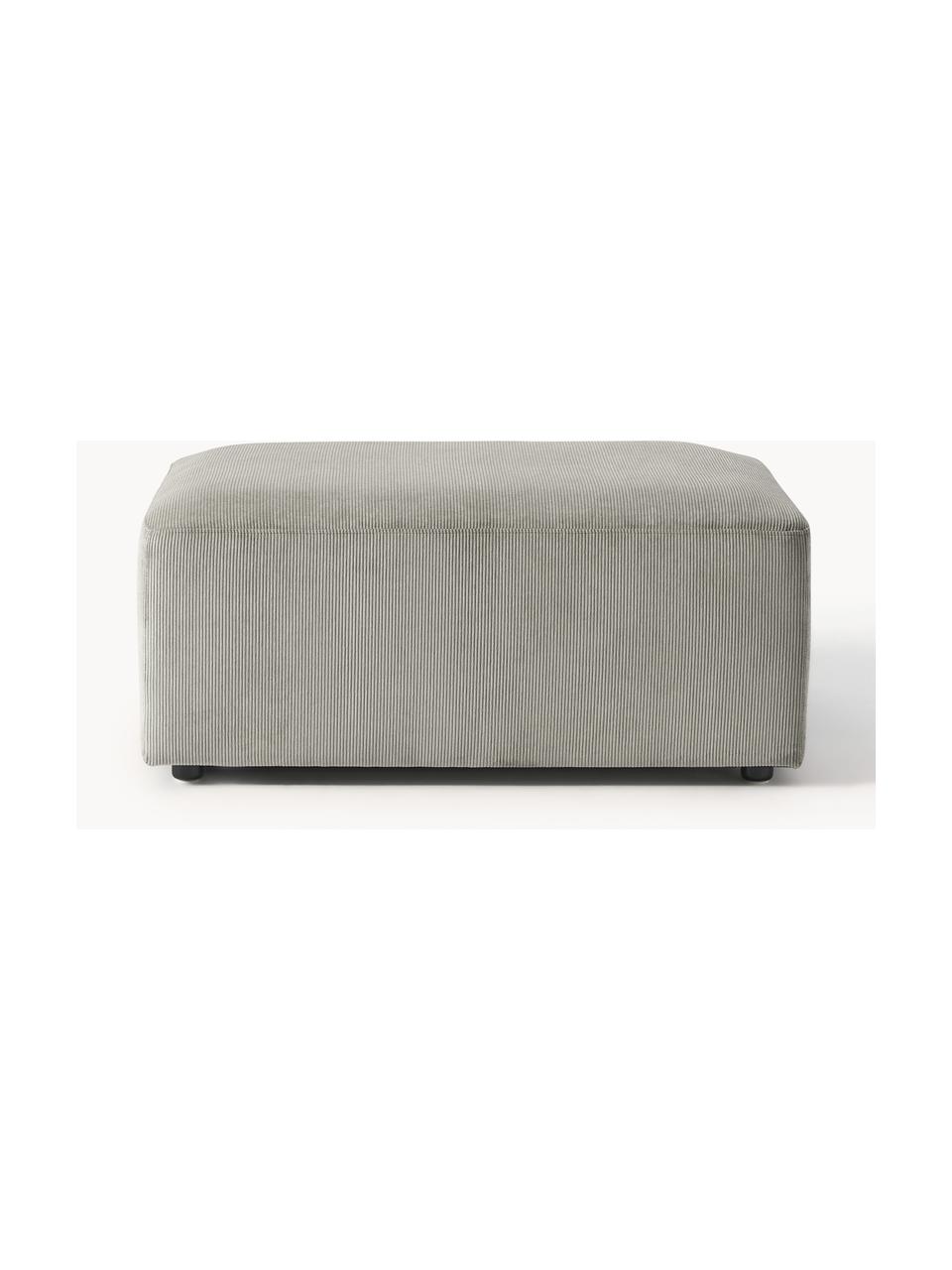 Pouf en velours côtelé Melva, Velours côtelé gris, larg. 99 x prof. 72 cm