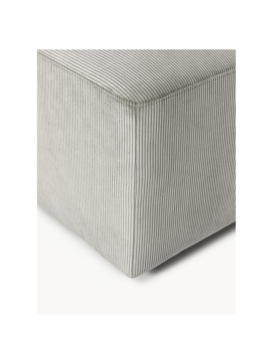 Cord-Hocker Melva, B 99 x T 72 cm, Bezug: Cord (92 % Polyester, 8 %, Gestell: Massives Kiefern- und Fic, Füße: Kunststoff Dieses Produkt, Cord Grau, B 99 x T 72 cm