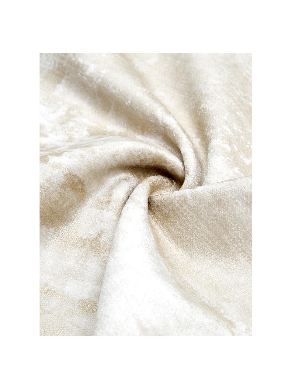 Sametový povlak na polštář s třpytivým vintage vzorem Shiny, 100 % polyesterový samet, Krémová, Š 40 cm, D 40 cm