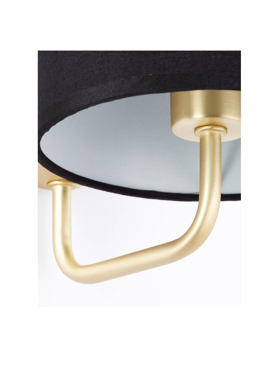 Klassieke wandlamp Clarie, Lampenkap: 90% teryleen, 10% katoen, Frame: verchroomd metaal, Zwart, messingkleurig, D 19 x H 18 cm