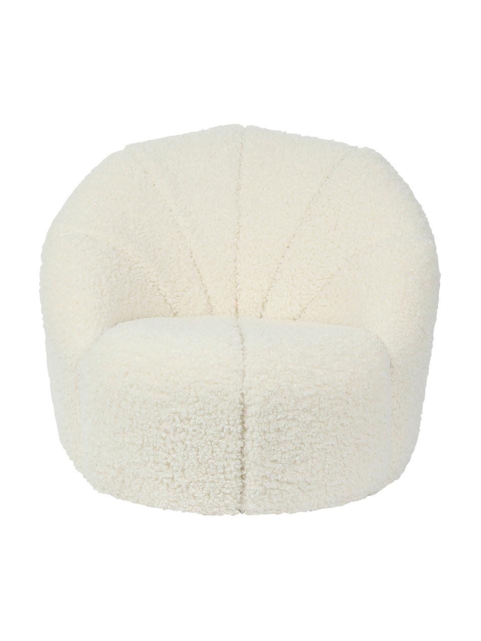 Sillón infantil de borreguillo Shaggy, Poliéster (borreguillo), Blanco crema, Ø 54 x Al 46
