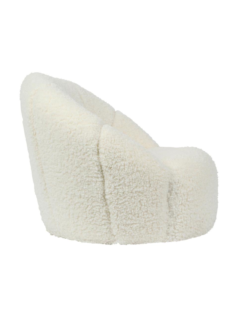 Sillón infantil de borreguillo Shaggy, Poliéster (borreguillo), Blanco crema, Ø 54 x Al 46