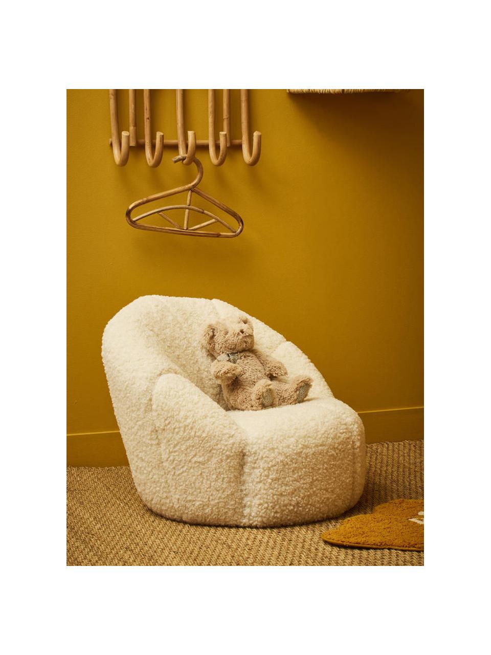 Kinder-Teddysessel Shaggy, Polyester (Teddyfell), Cremeweiß, Ø 54 x H 46 cm