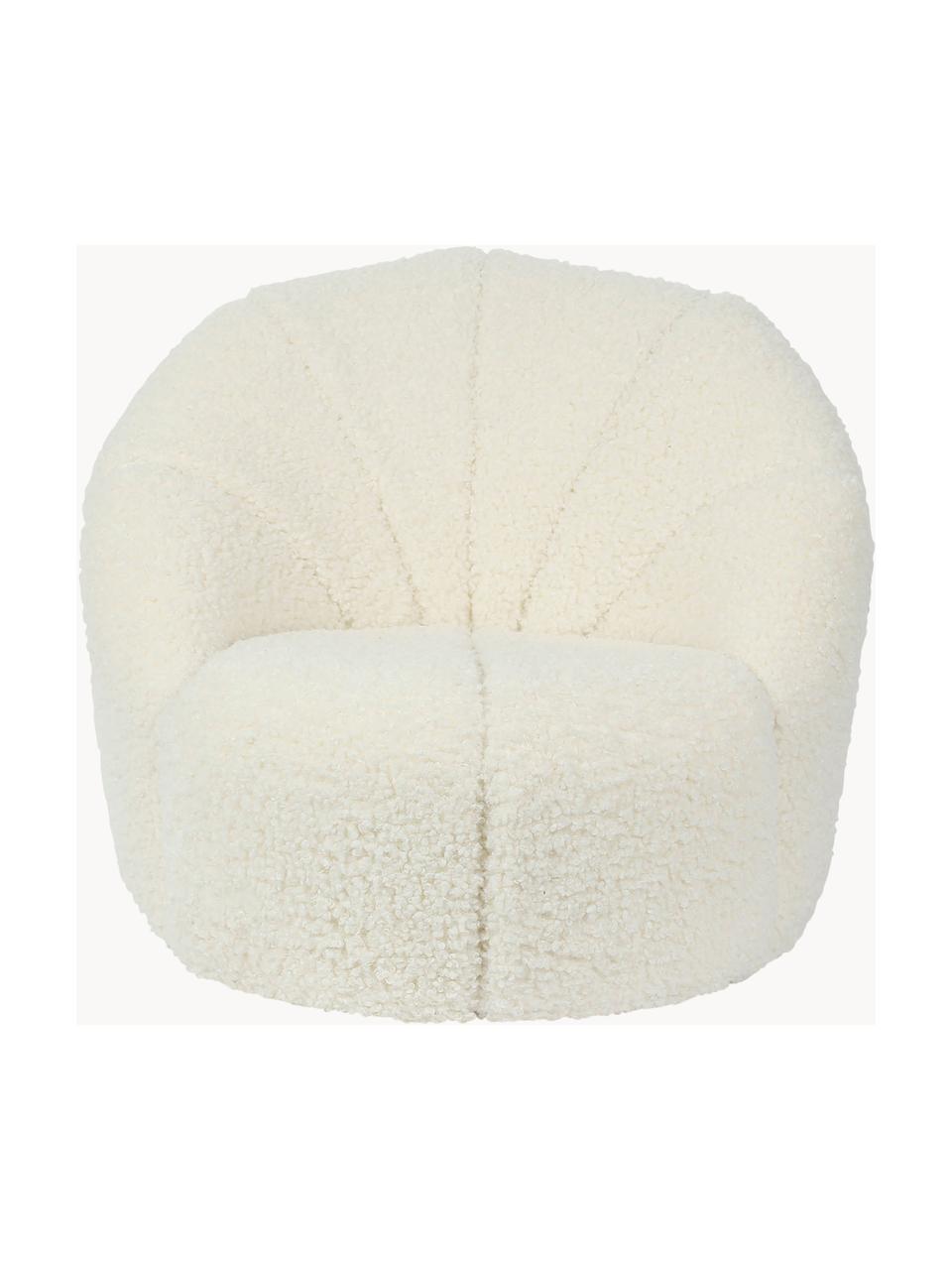 Sillón infantil de borreguillo Shaggy, Poliéster (borreguillo), Blanco crema, Ø 54 x Al 46