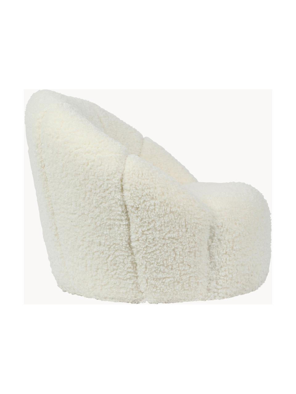 Fauteuil en peluche pour enfants Shaggy, Polyester (peau en peluche), Blanc crème, Ø 54 x haut. 46 cm