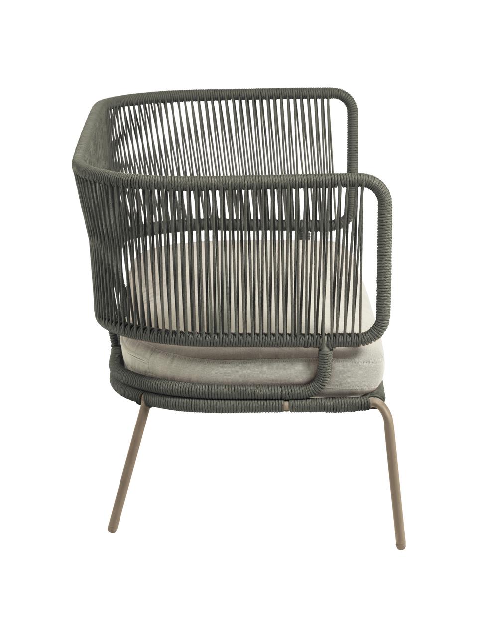 Divanetto intrecciato 2 posti da giardino Nadin, Struttura: metallo zincato e vernici, Rivestimento: poliestere, Grigio verde, Larg. 135 x Prof. 65 cm