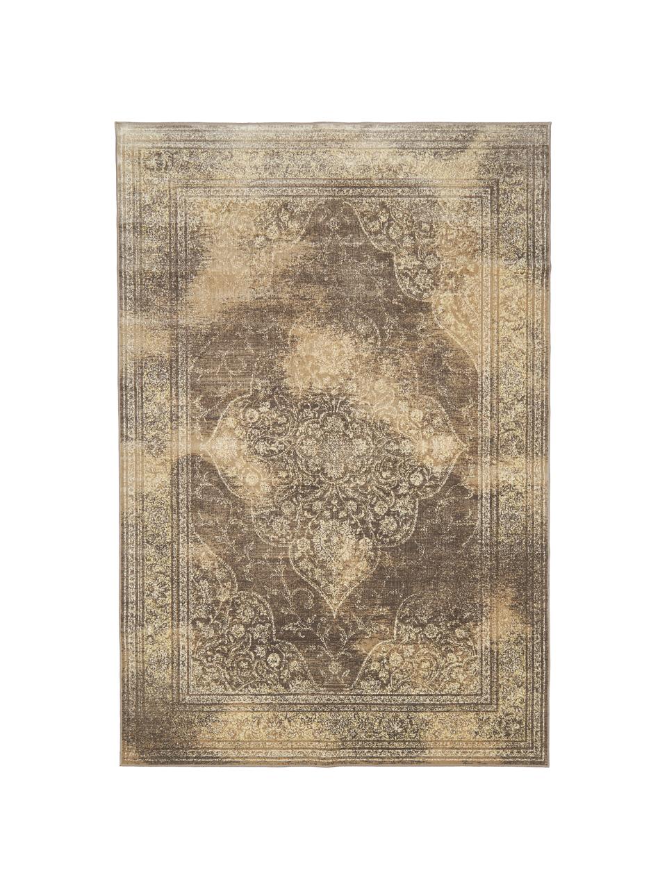 Tapis vintage tons beiges Rugged, 66 % viscose, 25 % coton, 9 % polyester, Beige, brun, larg. 170 x long. 240 cm (taille M)