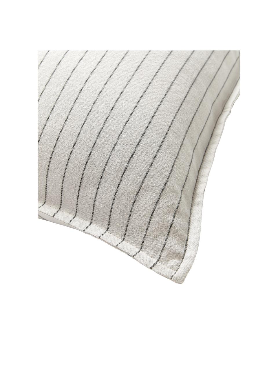 Funda de almohada doble cara de franela a cuadros Noelle, Blanco crema, gris oscuro, An 45 x L 110 cm