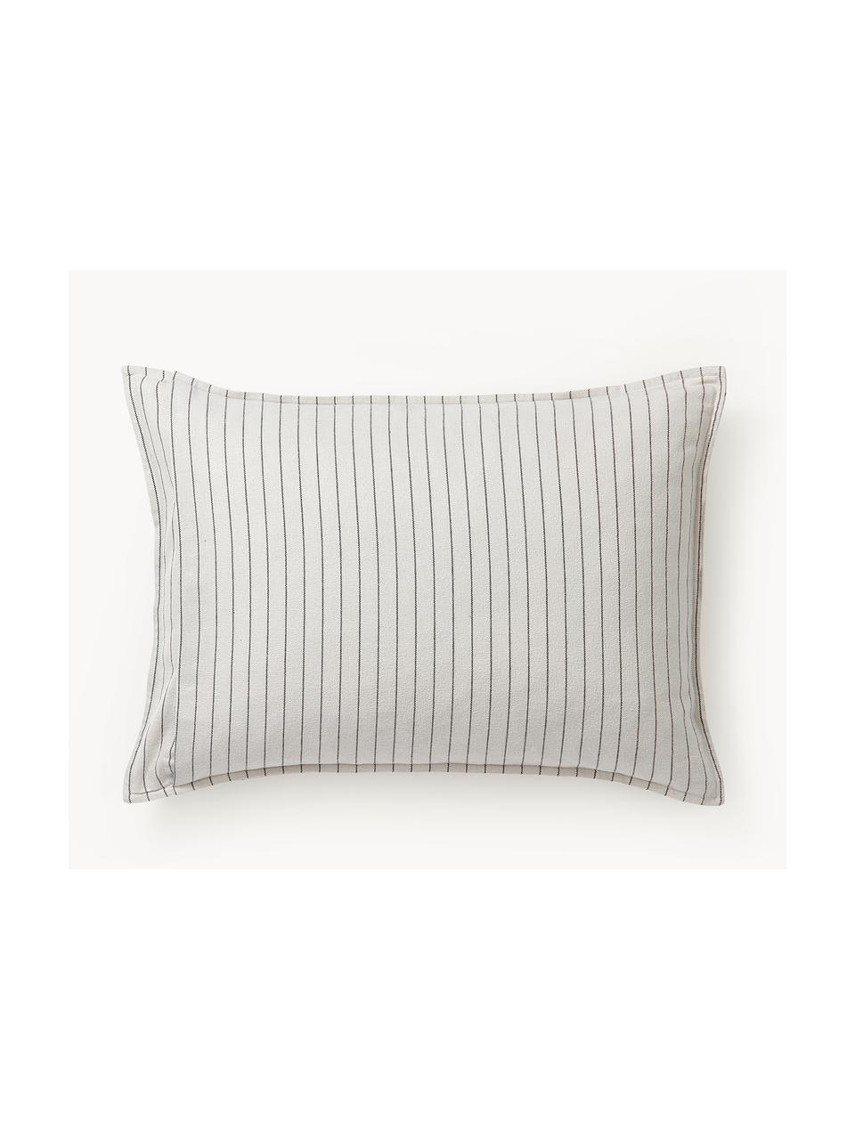 Funda de almohada doble cara de franela a cuadros Noelle, Blanco Off White, gris, An 45 x L 110 cm