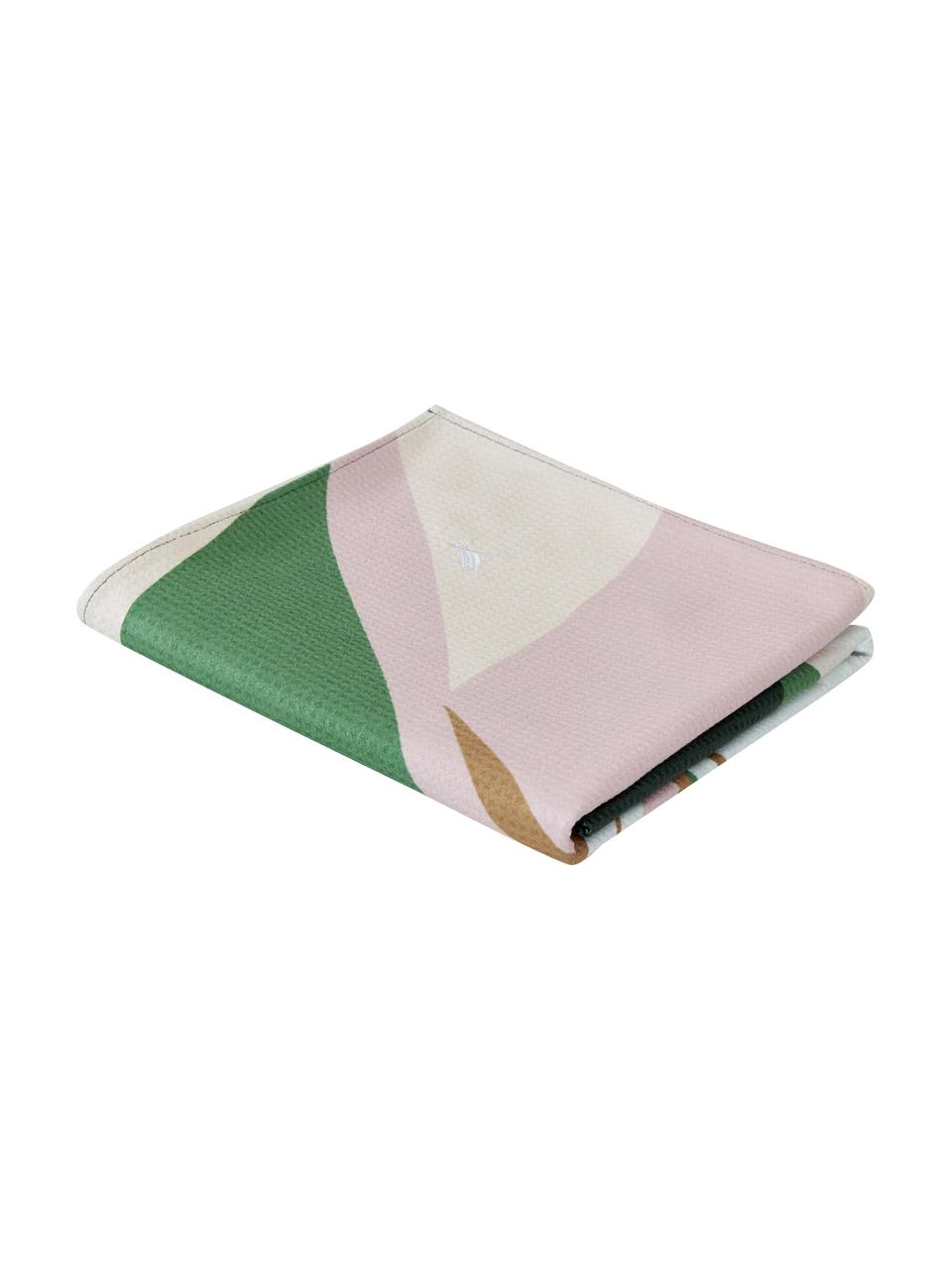 Dunne microvezel strandlaken Retreat Towels met tropisch patroon, Groen- en rozetinten, B 90 x L 180 cm