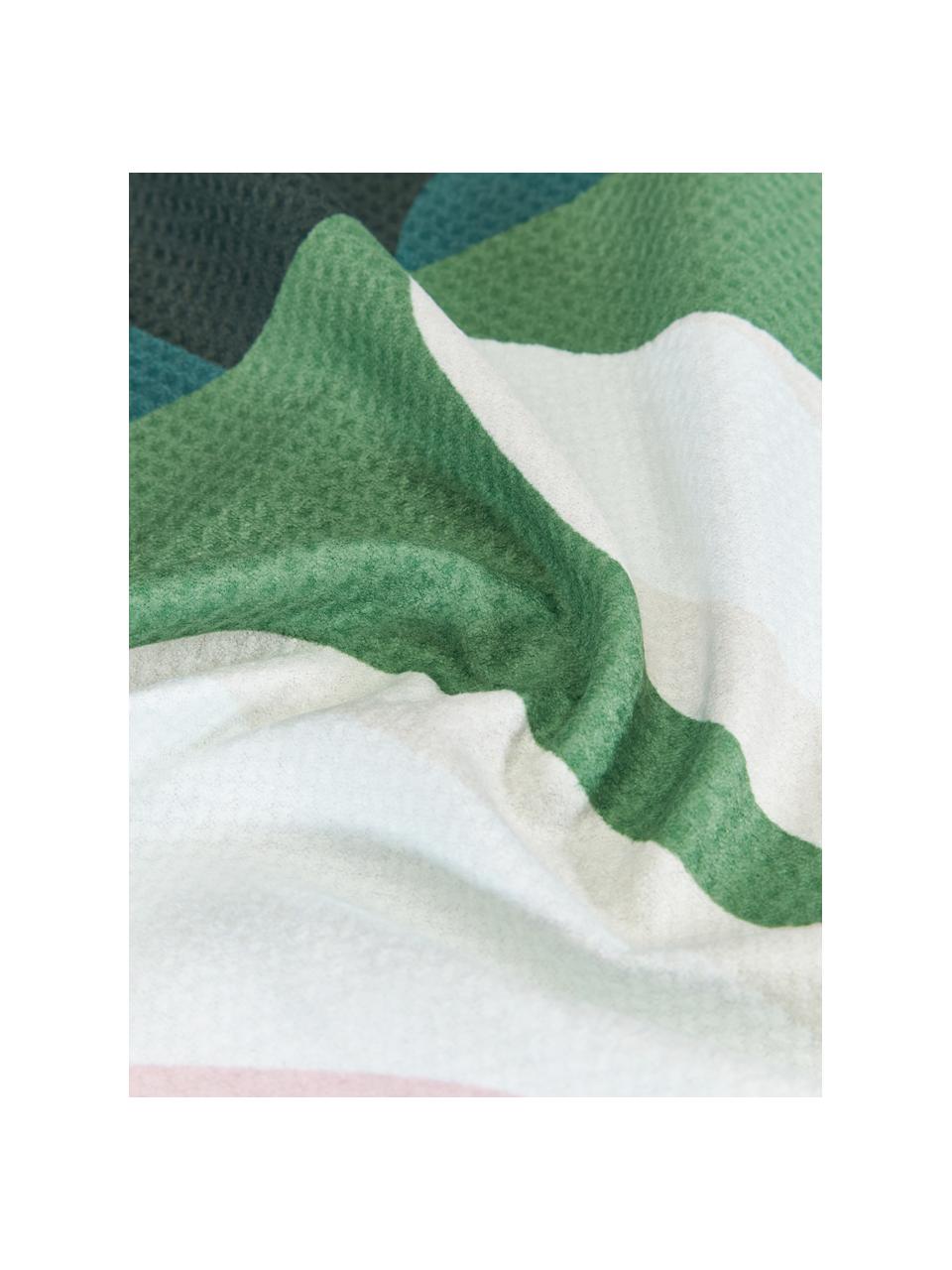 Dunne microvezel strandlaken Retreat Towels met tropisch patroon, Groen- en rozetinten, B 90 x L 180 cm