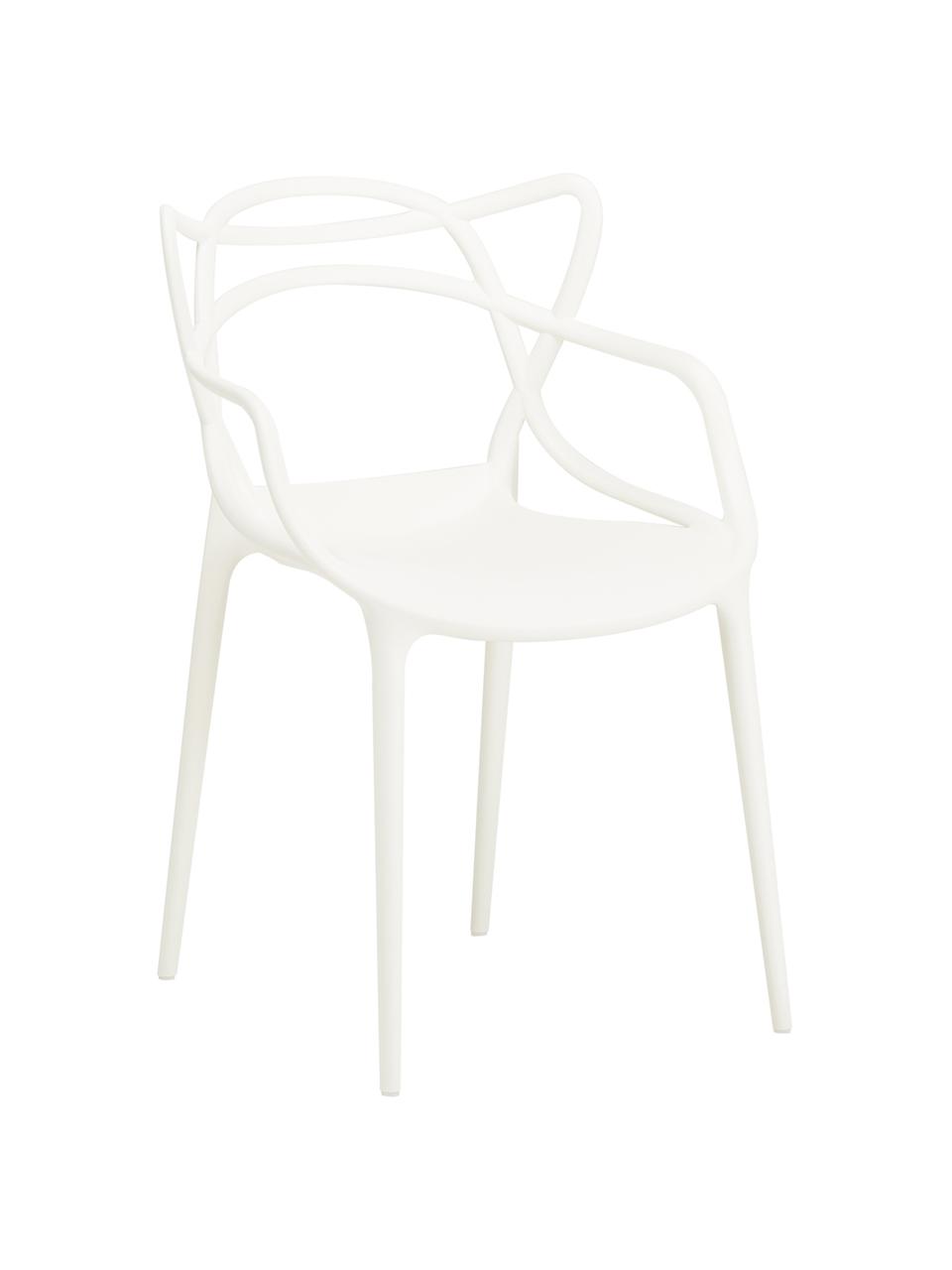 Dizajnová stolička s opierkami Masters, 2 ks, Polypropylén, certifikát Greenguard, Biela, Š 57 x V 84 cm