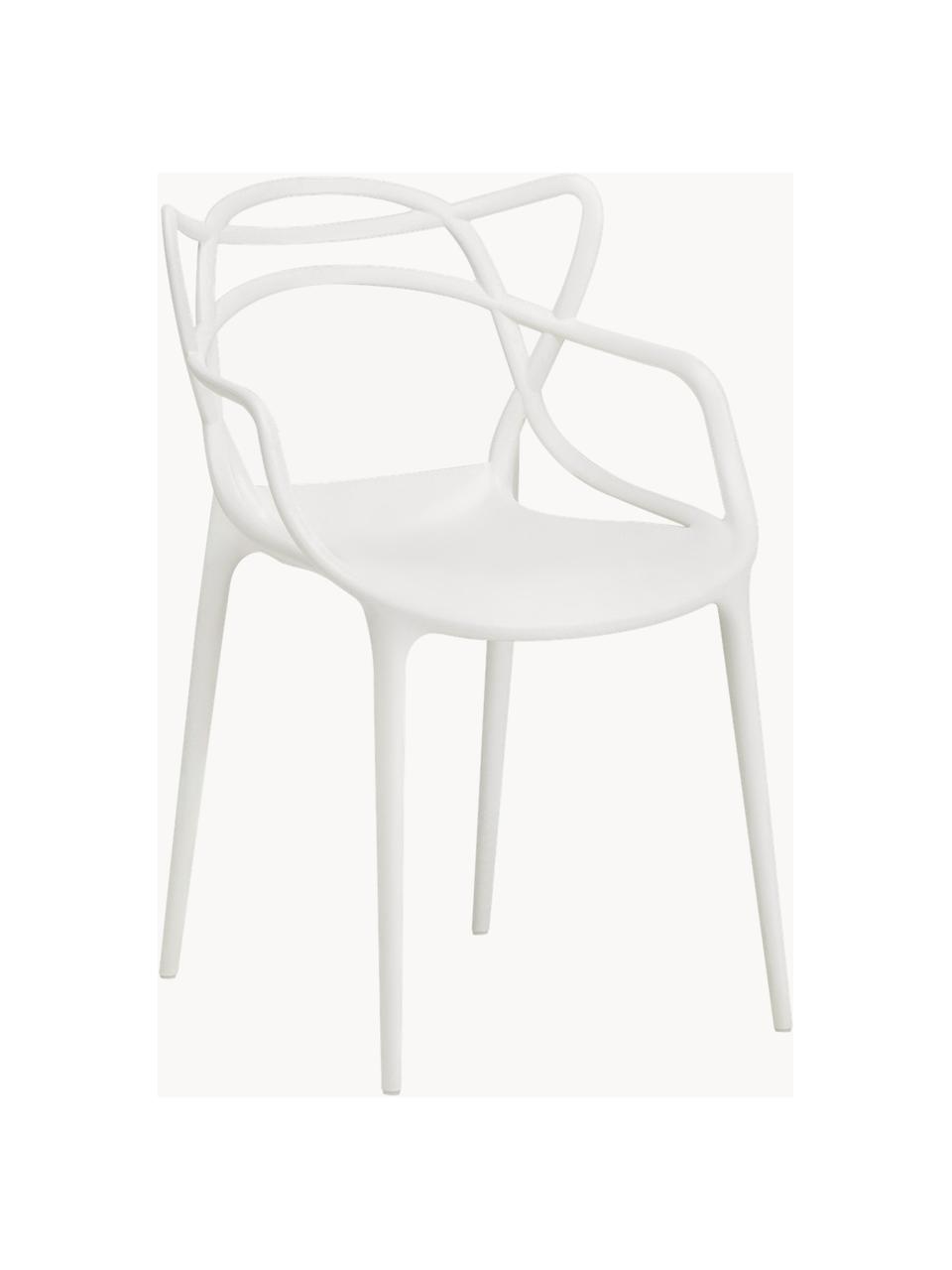 Chaises à accoudoirs design Masters, 2 pièces, Polypropylène, certifié Greenguard, Blanc, larg. 57 x haut. 84 cm
