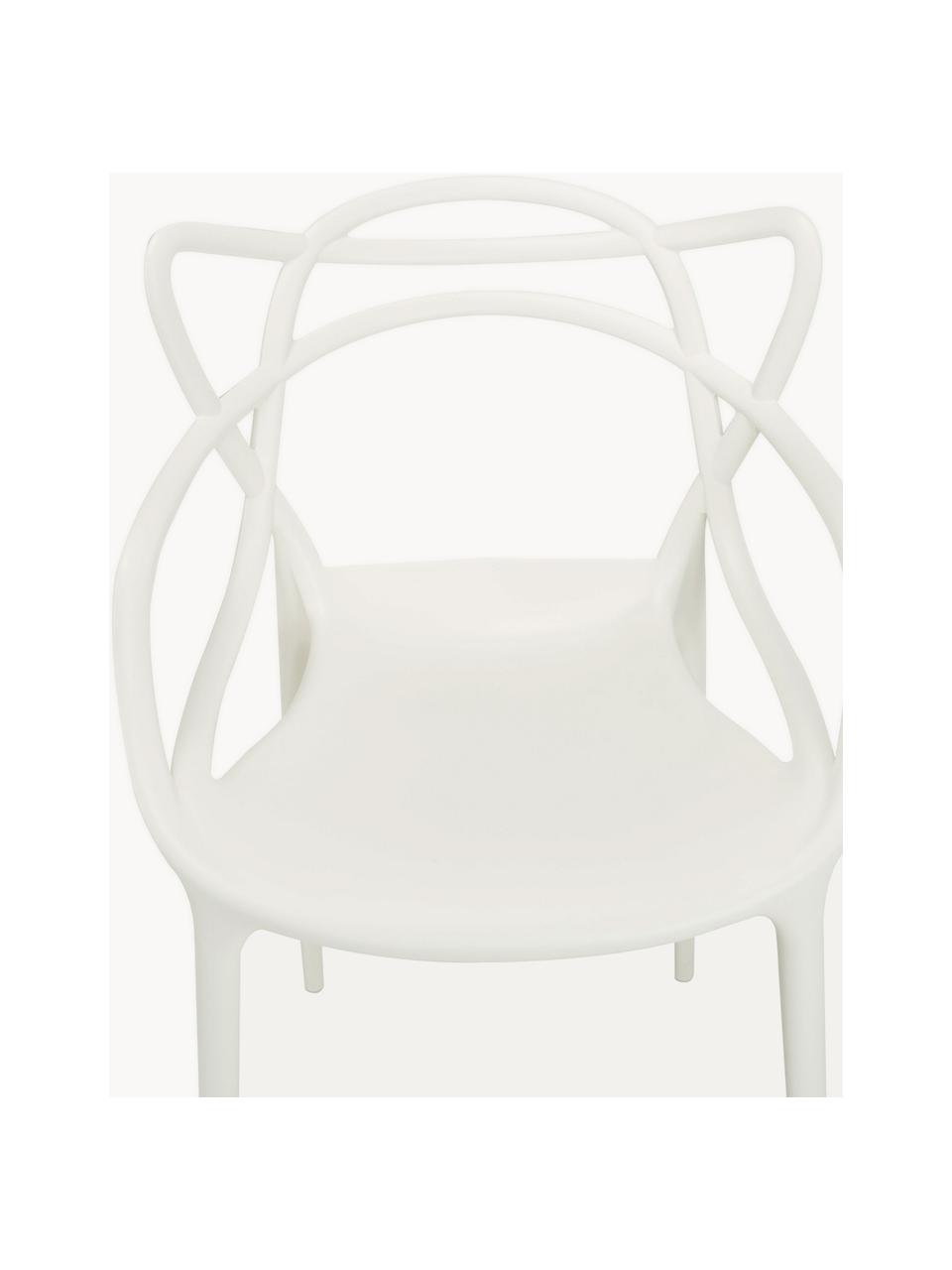 Krzesło z podłokietnikami Masters, 2 szt., Tworzywo sztuczne, Biały, S 57 x G 47 cm