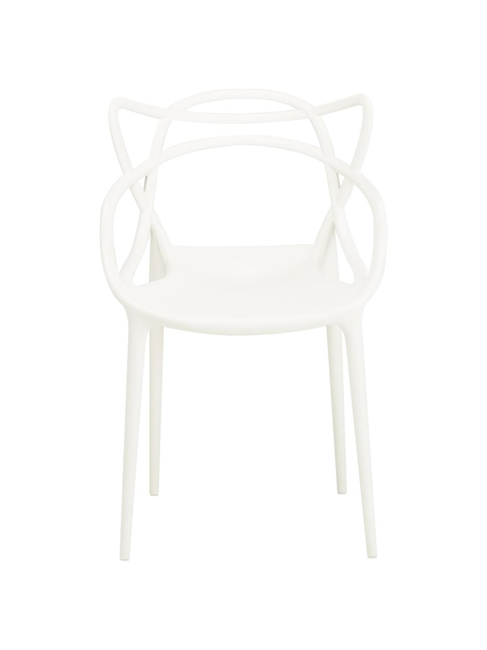 Chaises à accoudoirs design Masters, 2 pièces, Polypropylène, certifié Greenguard, Blanc, larg. 57 x haut. 84 cm