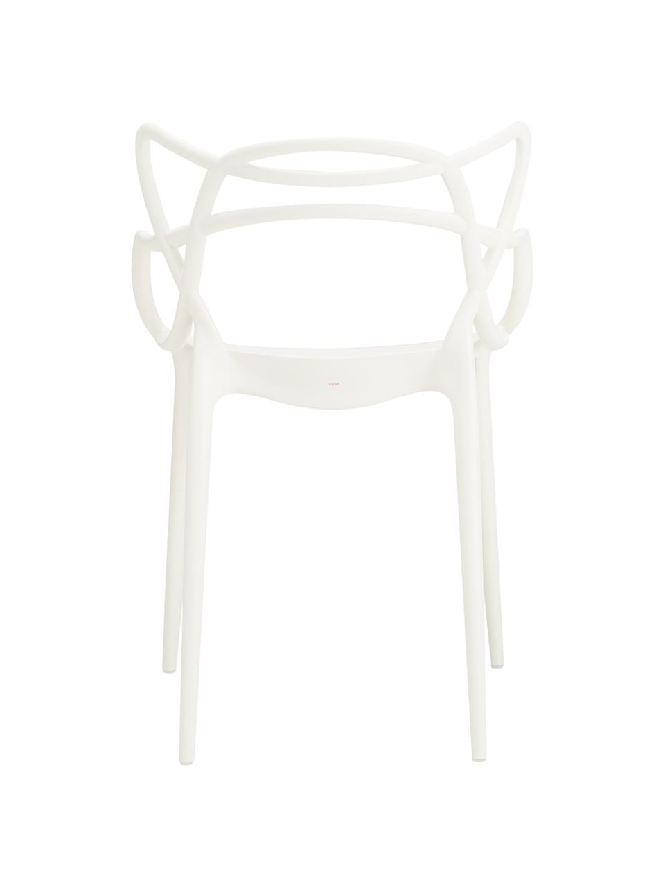 Chaises à accoudoirs design Masters, 2 pièces, Polypropylène, certifié Greenguard, Blanc, larg. 57 x haut. 84 cm
