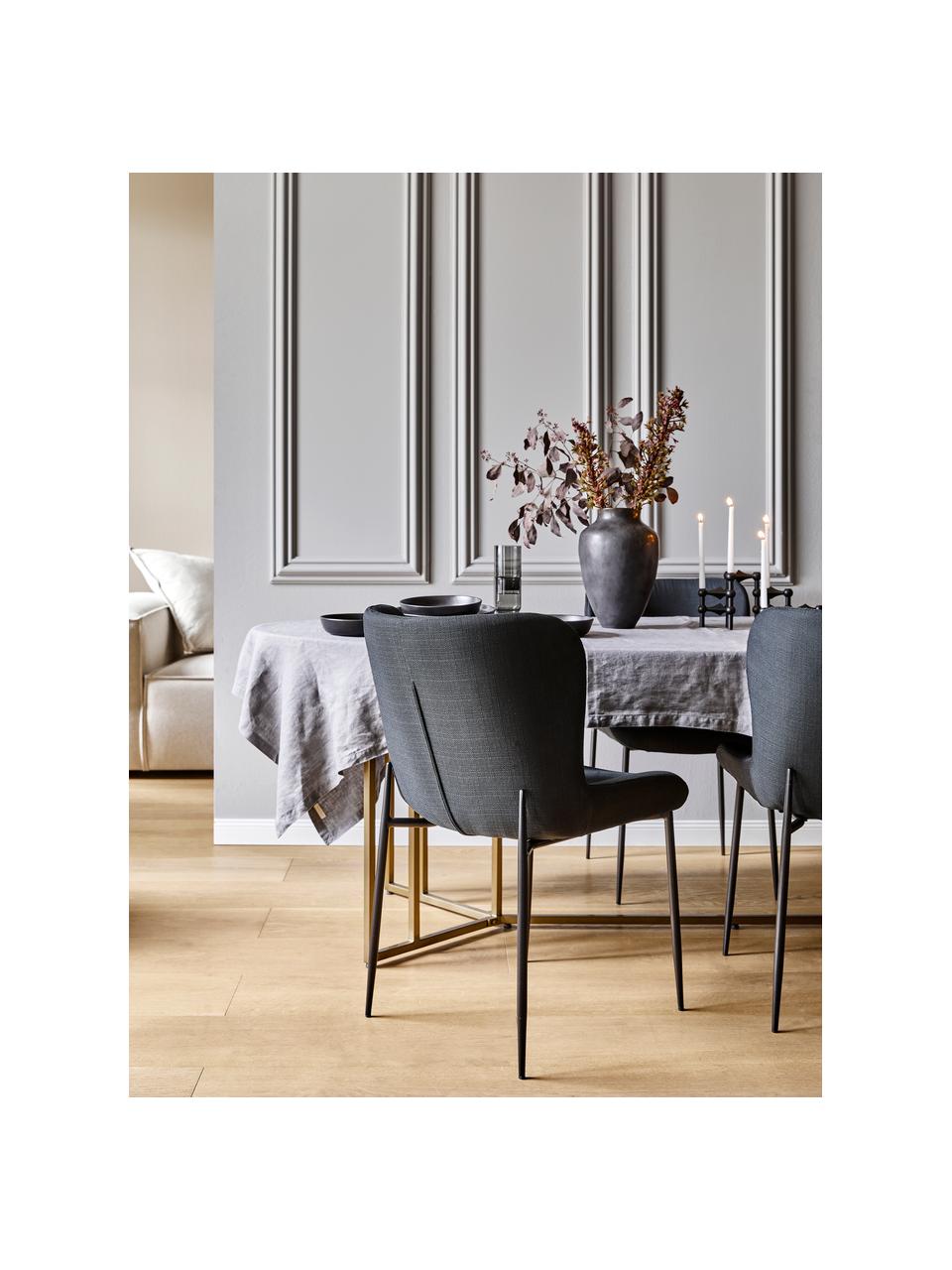 Gestoffeerde stoel Tess in zwart, Bekleding: polyester, Poten: metaal, gepoedercoat, Geweven stof zwart, poten zwart, B 49 x D 64 cm