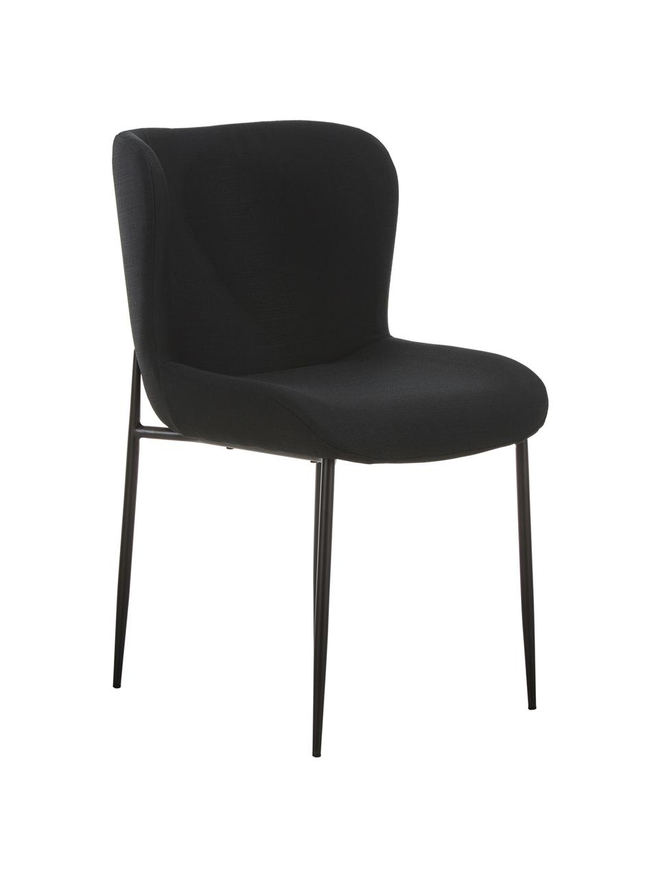 Polstrovaná židle z tkané látky Tess, Černá, Š 49 cm, H 64 cm