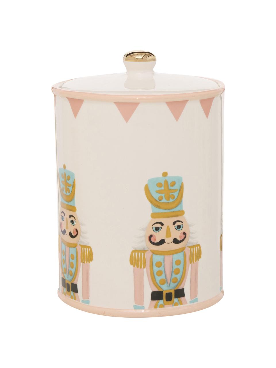 Boîte de rangement faite main Nutsy, 2 élém., Grès cérame, Beige, multicolore, Ø 13 x haut. 19 cm