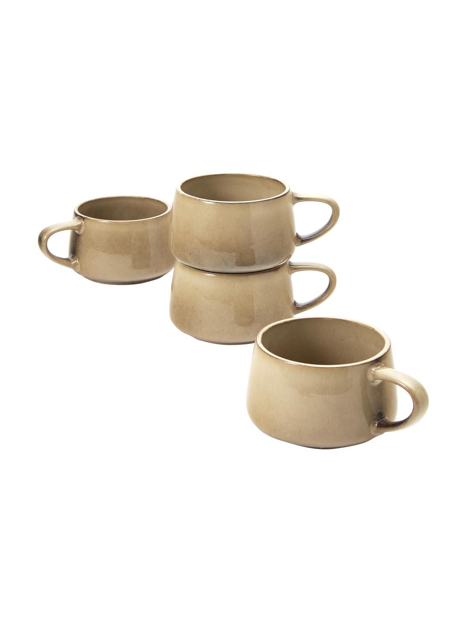 Keramische mokken Sheilyn met kleurverloop in beige, 4 stuks, Keramiek, Wit, beigetinten, B 12 x L 7 cm, 400 ml