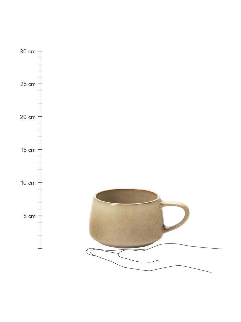 Keramische mokken Sheilyn met kleurverloop in beige, 4 stuks, Keramiek, Wit, beigetinten, B 12 x L 7 cm, 400 ml