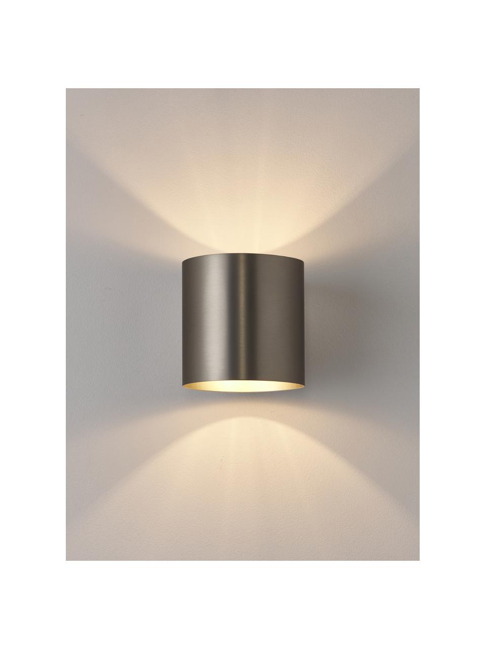 Kleine wandlamp Roda, Gepoedercoat ijzer, Zilverkleurig, B 10 x H 10 cm