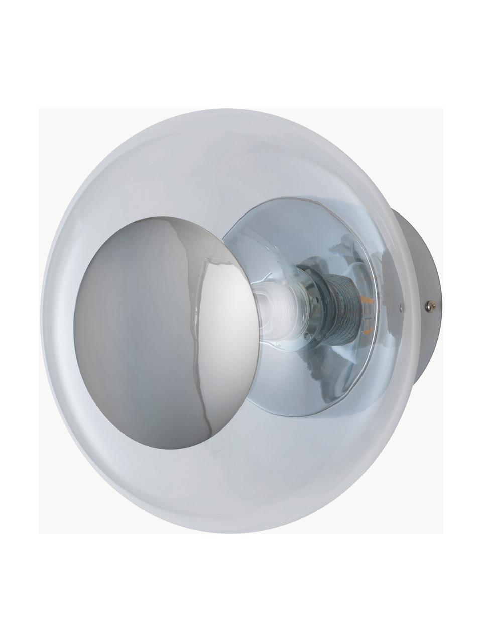 Mundgeblasene Wandleuchte Horizon, Lampenschirm: Glas, mundgeblasen, Transparent, Silberfarben, Ø 21 x T 17 cm