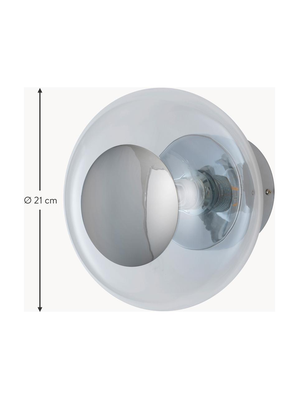 Mundgeblasene Wandleuchte Horizon, Lampenschirm: Glas, mundgeblasen, Transparent, Silberfarben, Ø 21 x T 17 cm