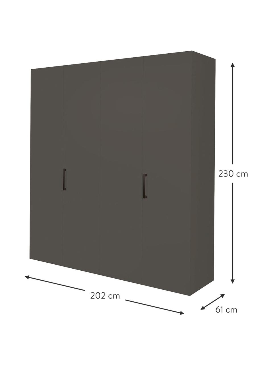 Drehtürenschrank Madison 4-türig, inkl. Montageservice, Korpus: Holzwerkstoffplatten, lac, Grau, B 202 cm x H 230 cm
