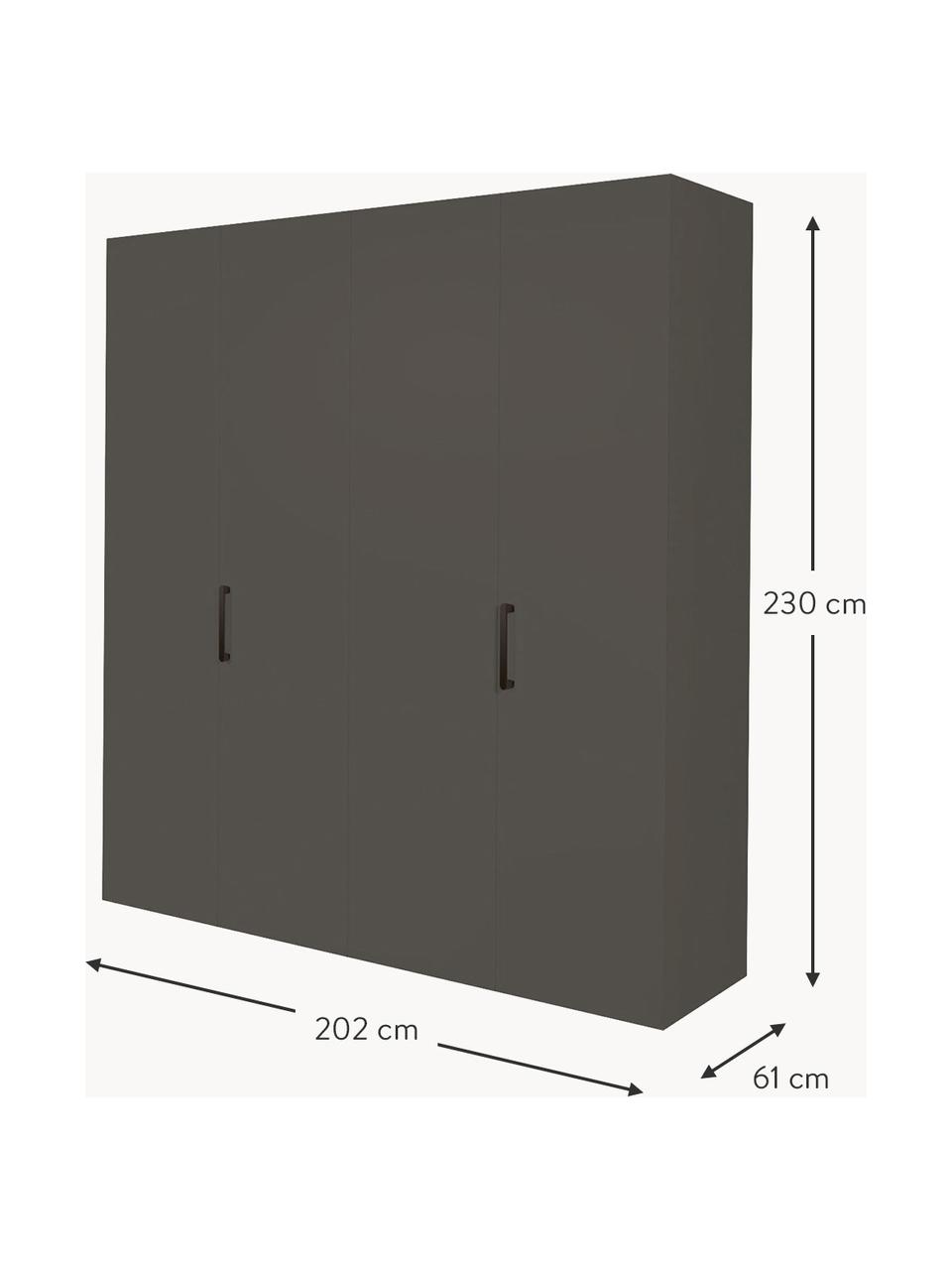 Draaideurkast Madison 4 deuren, inclusief montageservice, Frame: panelen op houtbasis, gel, Antraciet, B 202 cm x H 230 cm