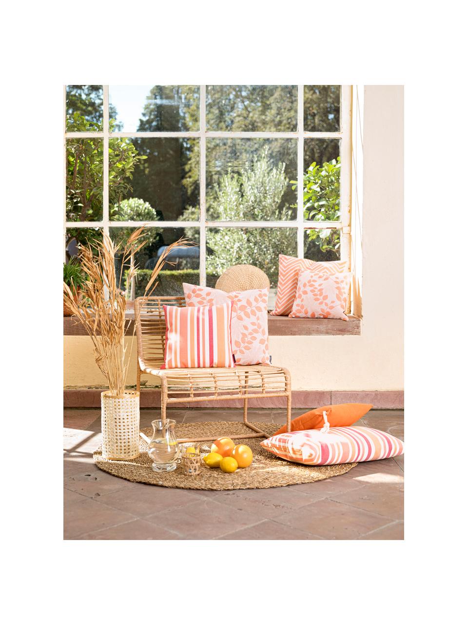 Gestreepte outdoor kussenhoes Marbella, 100% Dralon® polyacryl, Oranje, wit, rozetinten, 40 x 60 cm