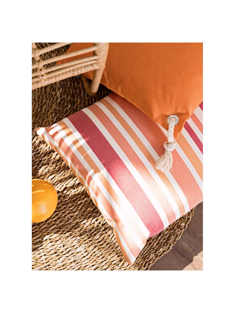 Federa arredo da interno-esterno a righe Marbella, 100% Dralon® poliacrilico, Arancione, bianco, tonalità rosa, Larg. 40 x Lung. 60 cm
