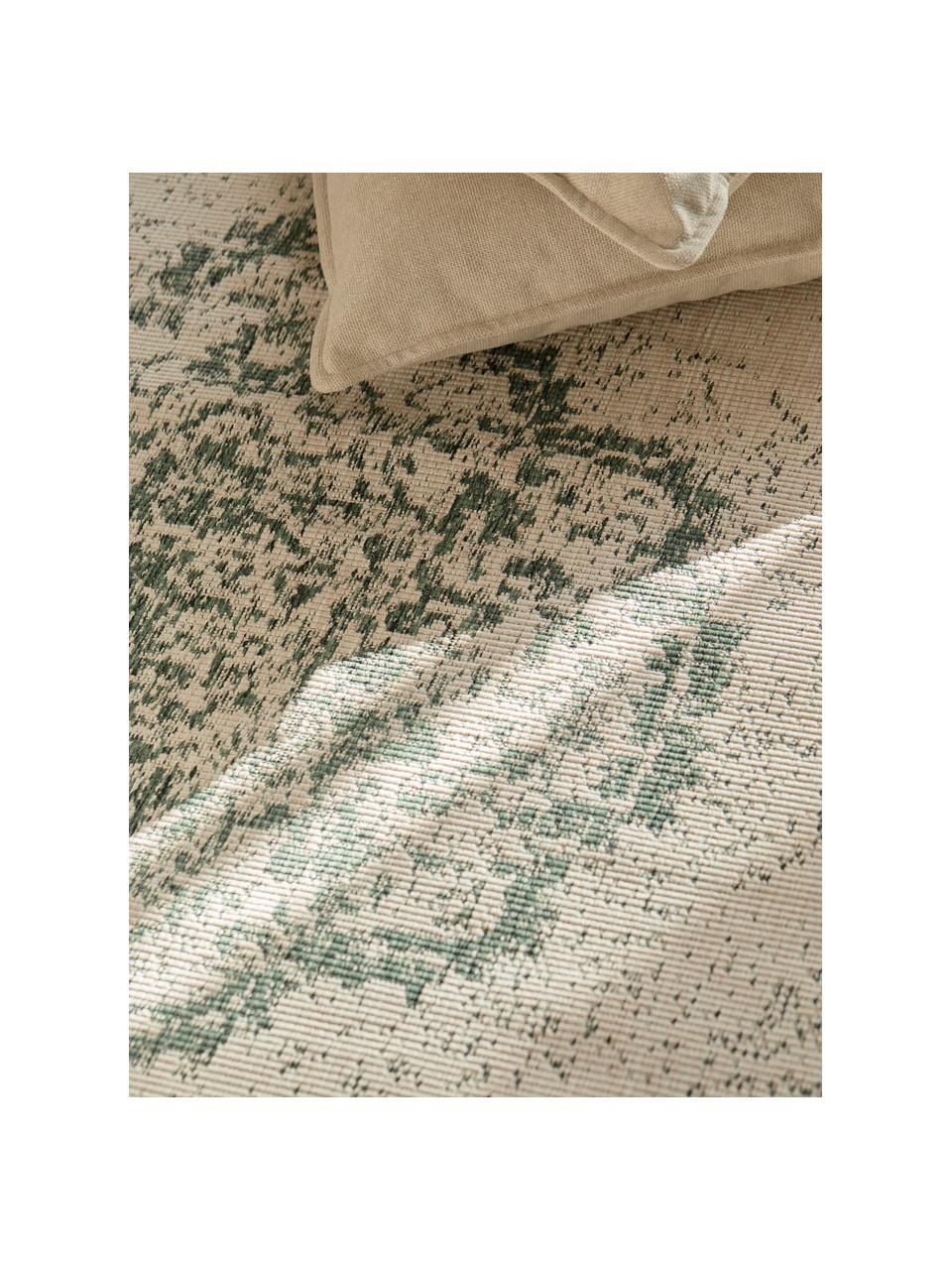 Dywan wewnętrzny/zewnętrzny Cebu, 100% polipropylen, Szałwiowy zielony, złamana biel, S 160 x D 230 cm (Rozmiar M)