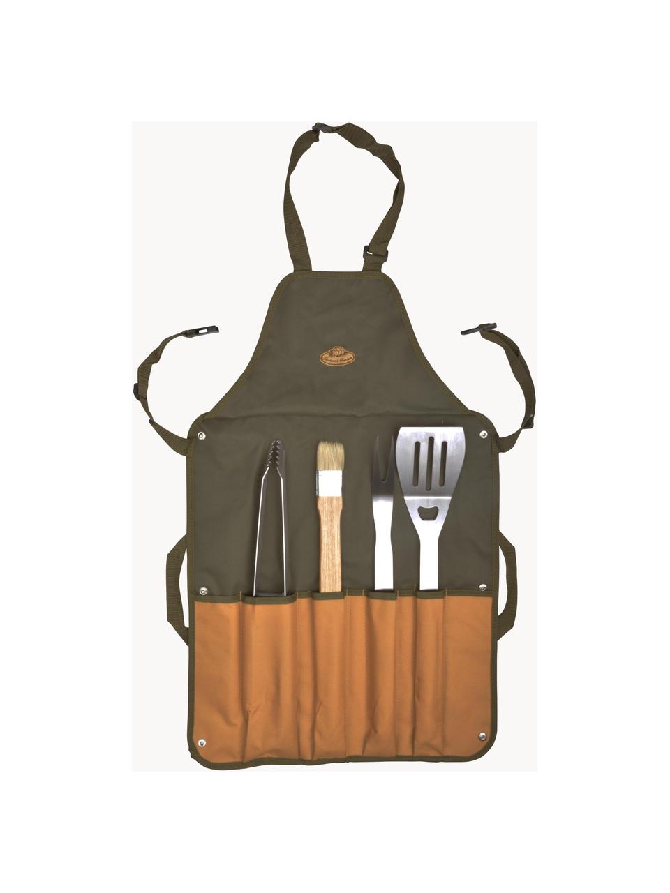 Set da grill Jürgen 5 pz, Verde oliva, marrone chiaro, Larg. 65 x Alt. 88 cm