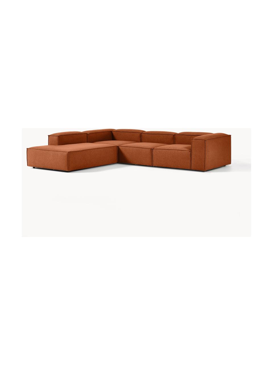 Narożna sofa modułowa XL Lennon, Tapicerka: 100% poliester Dzięki tka, Stelaż: lite drewno, sklejka, Nogi: tworzywo sztuczne, Terakotowa tkanina, S 329 x G 269 cm,  prawostronna