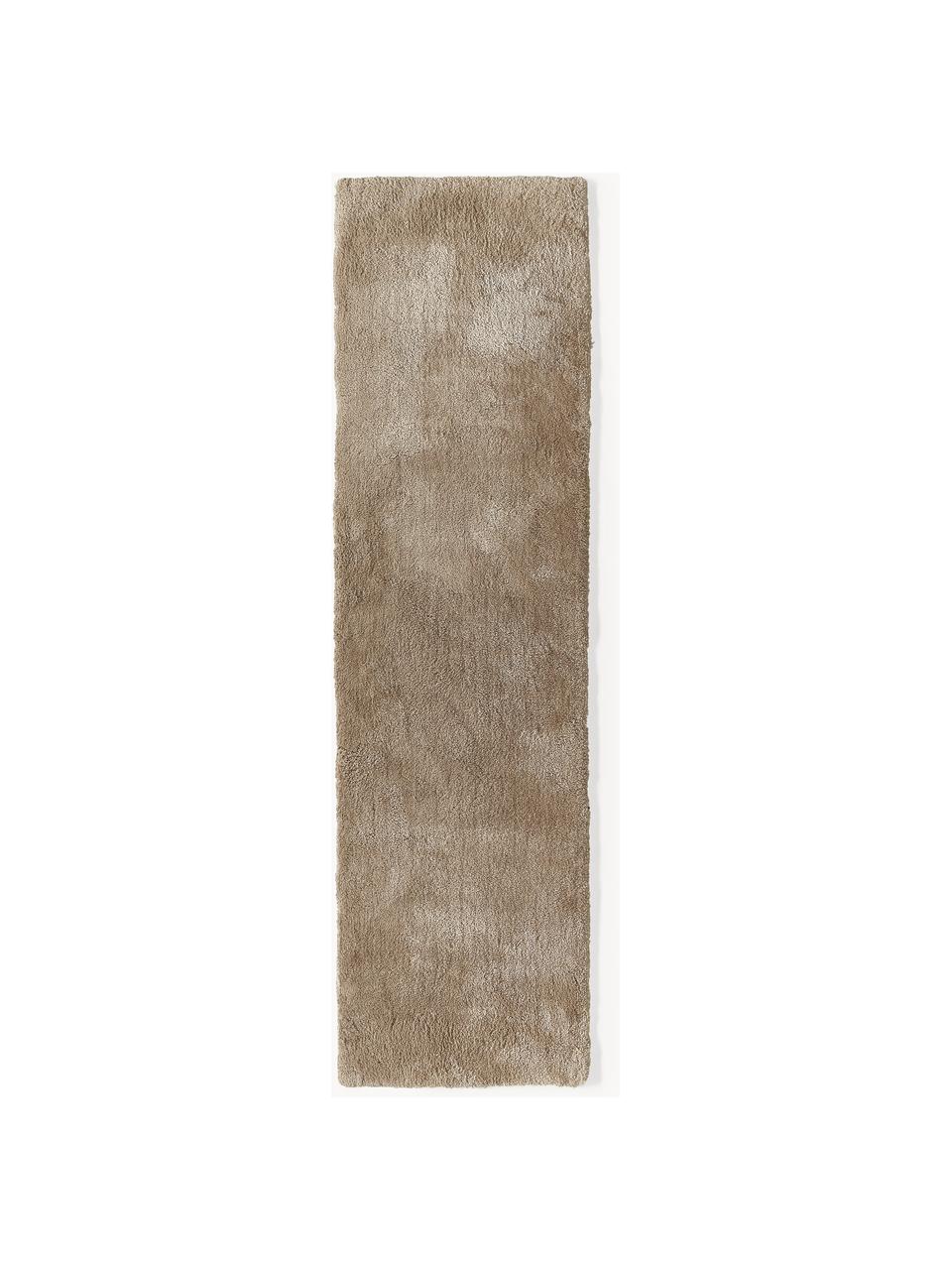 Načechraný běhoun s vysokým vlasem Leighton, Mikrovlákno (100 % polyester, s certifikátem GRS), Hnědá, Š 80 cm, D 200 cm