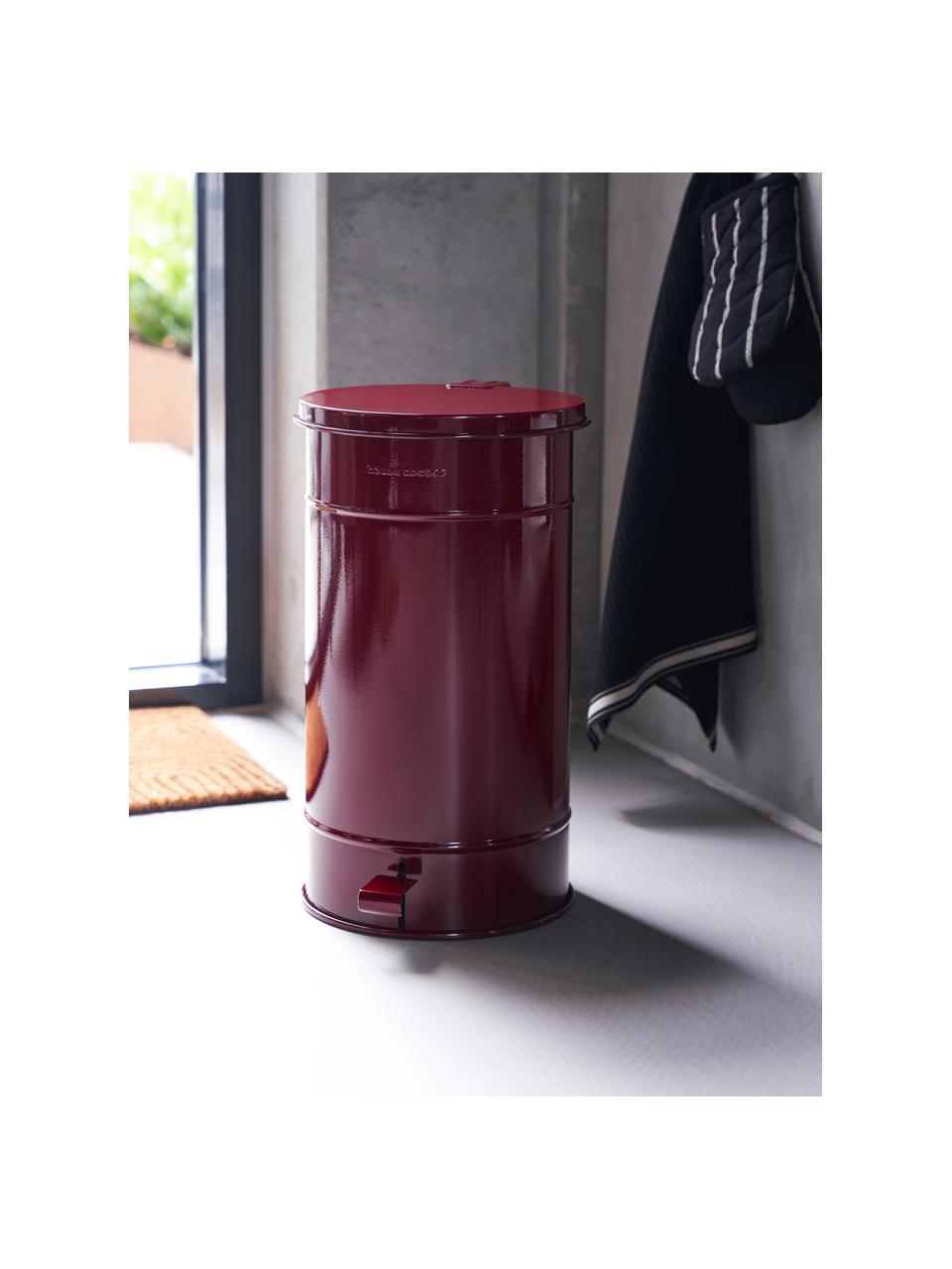 Pattumiera con funzione a pedale Sono, 24 L, Metallo rivestito, Rosso vino, Ø 26 x H 48 cm, 24 L