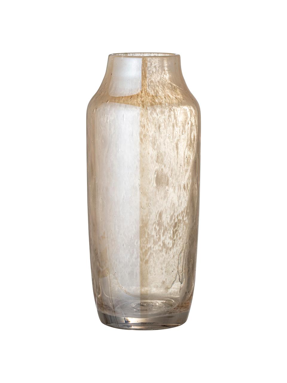 Skleněná váza Anetta, Sklo, Béžová, transparentní, Ø 13 cm, V 31 cm